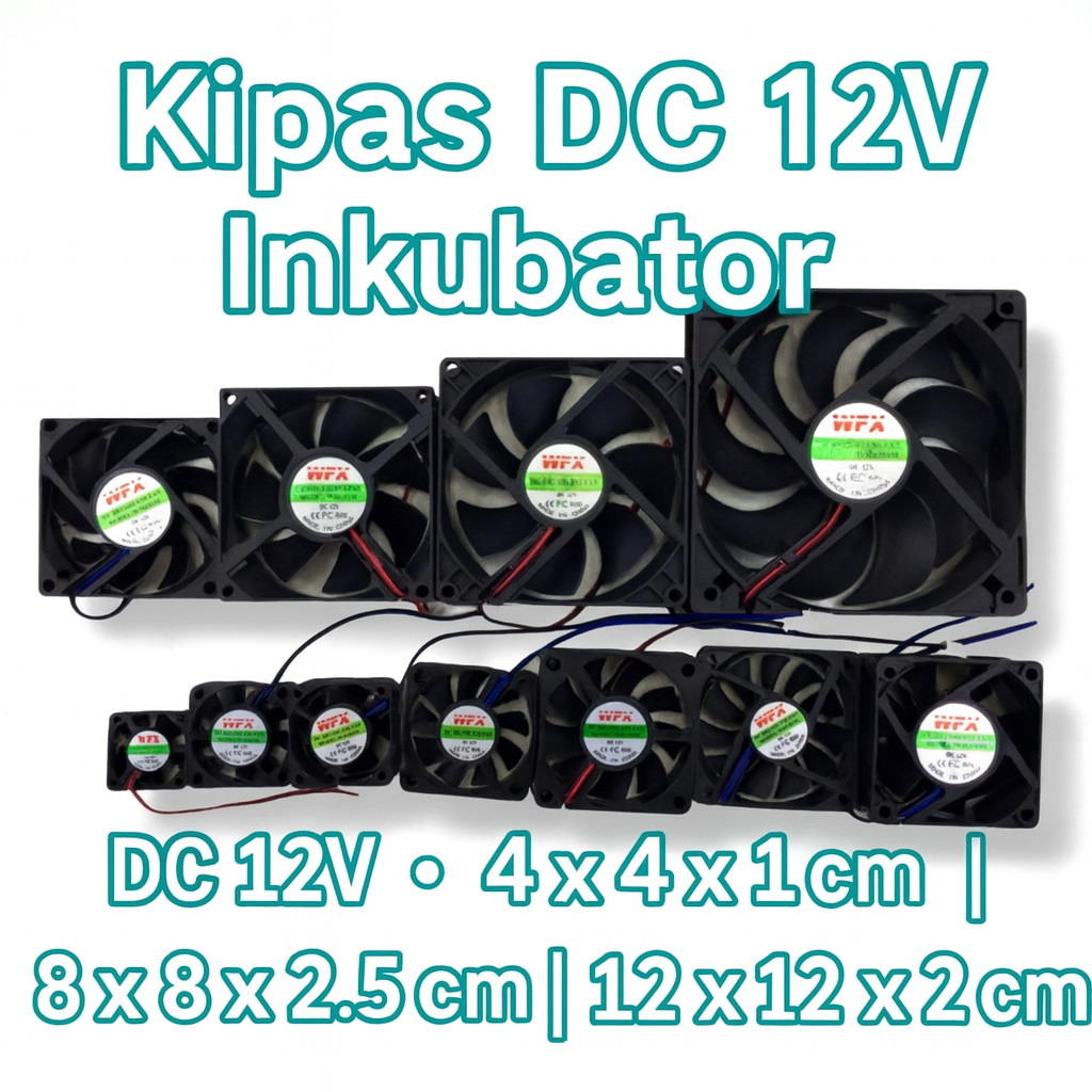 1 Pc Kipas DC 12V Inkubator 4/8/12cm (Hitam) – Cooling Fan