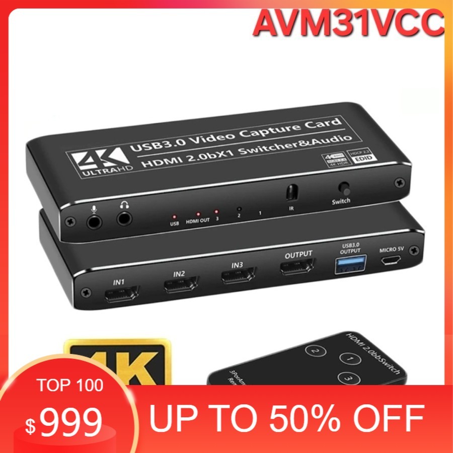Temukan AVPRO AVM31VCC USB3.0 Video Capture Card & HDMI 2.0b Switcher 3x1 4K