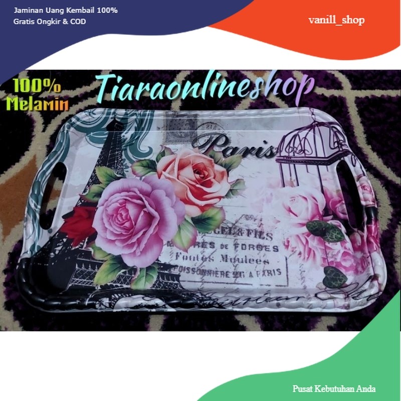 *FREE ONGKIR*  Bisa COD Nampan melamin motif bunga mawar/Nampan bunga/baki melamin
