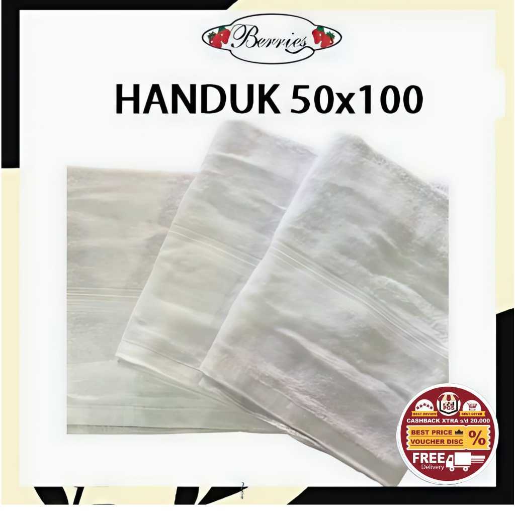 Handuk BERRIES PUTIH uk 50x100 cm Handuk Mandi Handuk Hotel Putih Katun Handuk Putih Hotel utk Mess 