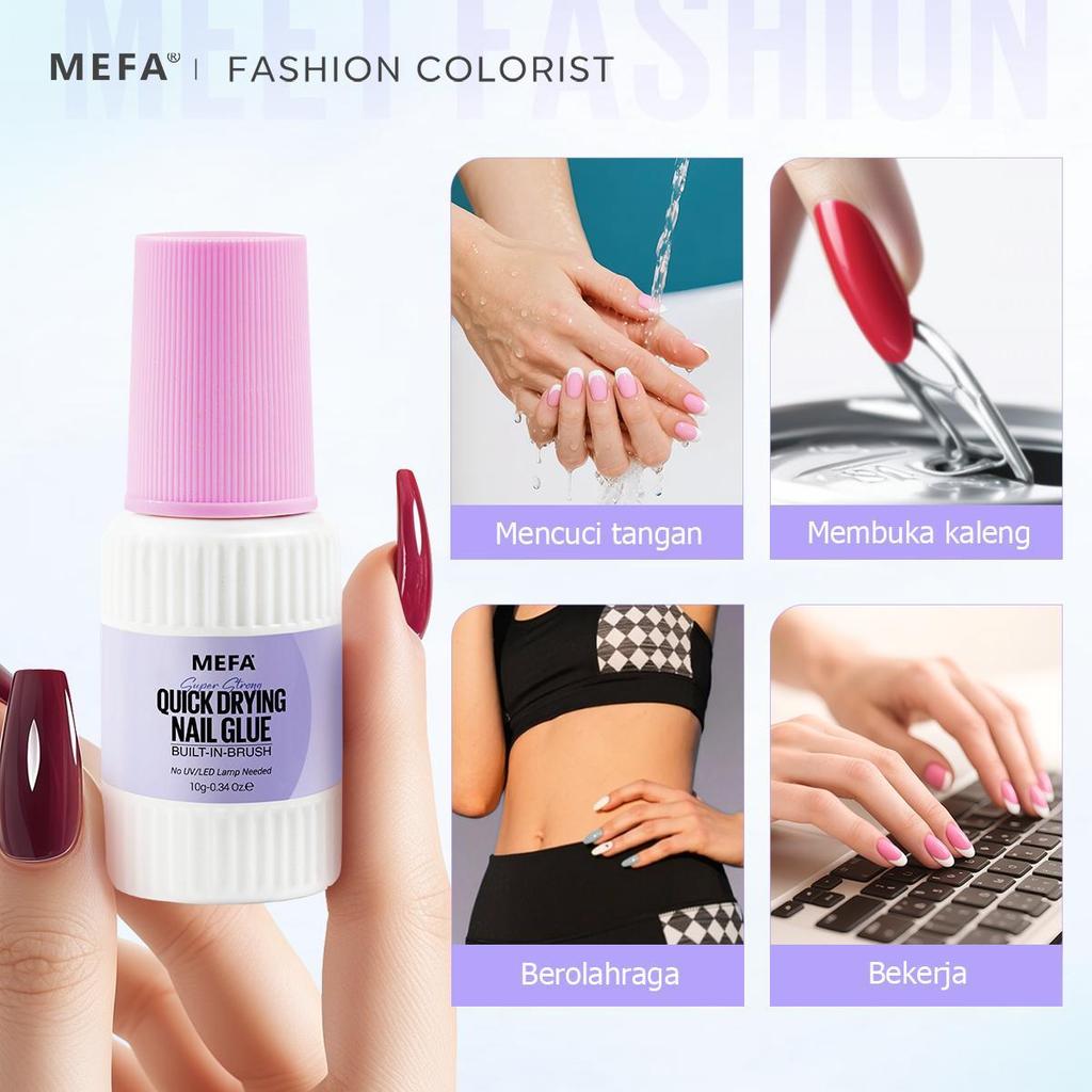 Hot & Top Sale MEFA 10g Nail Glue in New Soft Tube for Press On & Acrylic Nails, with Nail Glue Remo