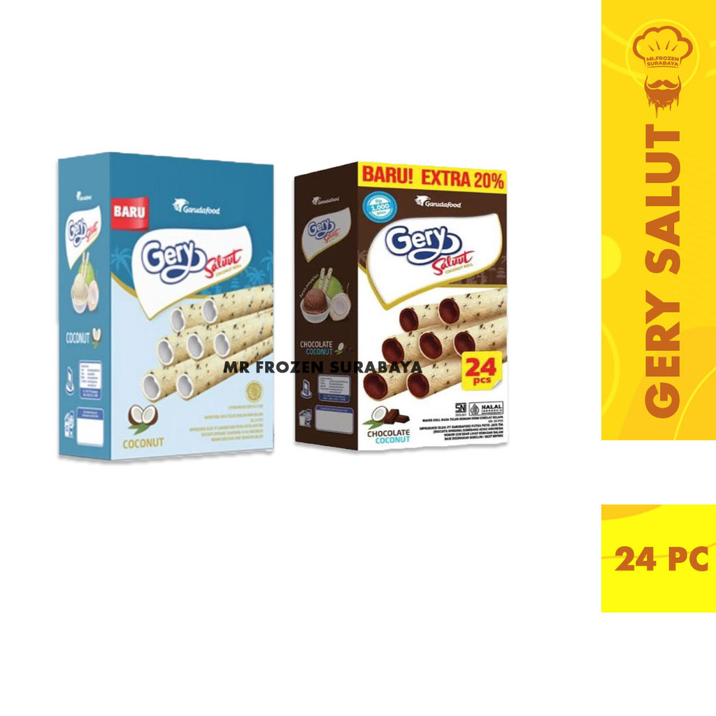 Wafer Coconut Roll Gery Salut Cream Kelapa 7gr x 24 pc