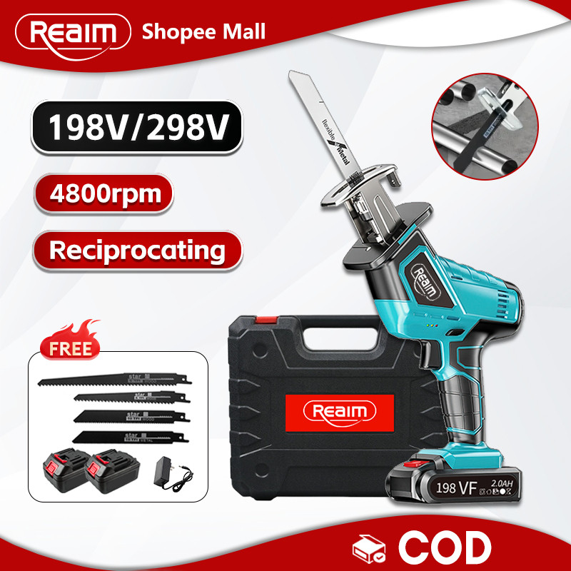 Reaim Chainsaw Gergaji Rantai Gergaji Elektrik Mini Portable Genggam Lithium Charger gergaji mesin