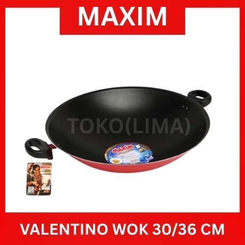 Wajan Penggorengan Maxim Valentino Wok 36cm 30cm Teflon Anti Lengket Teflon Penggorengan Maxim 30 36