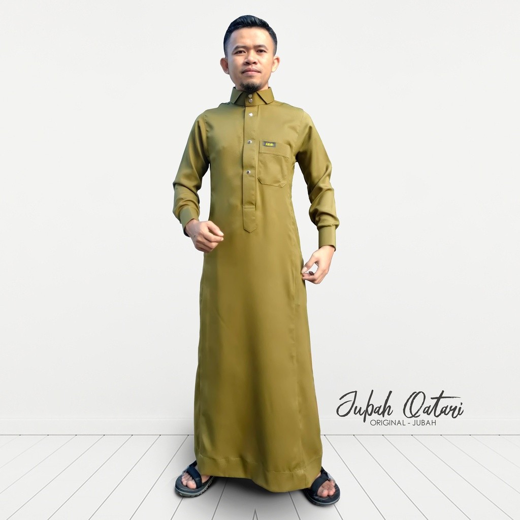 TERLARIS DeJubah - Jubah Pria Slim Fit Model Qatari Manset Lengan Panjang Gamis Pria Dewasa Jubah Pr