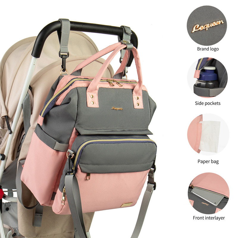  LEQUEEN Mommy aper Backpack Multi-functional Waterproof Large Capacity Nappy aper Bag with 2 Strap