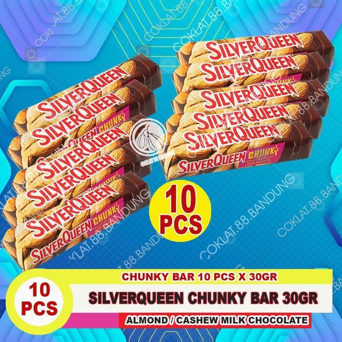 COKLAT SILVERQUEEN KECIL 1 BOX 10 PCS X 22GR EX 25 GRAM, SILVERQUEEN 22GR ALMOND MEDE ISI 10 ex 25gr