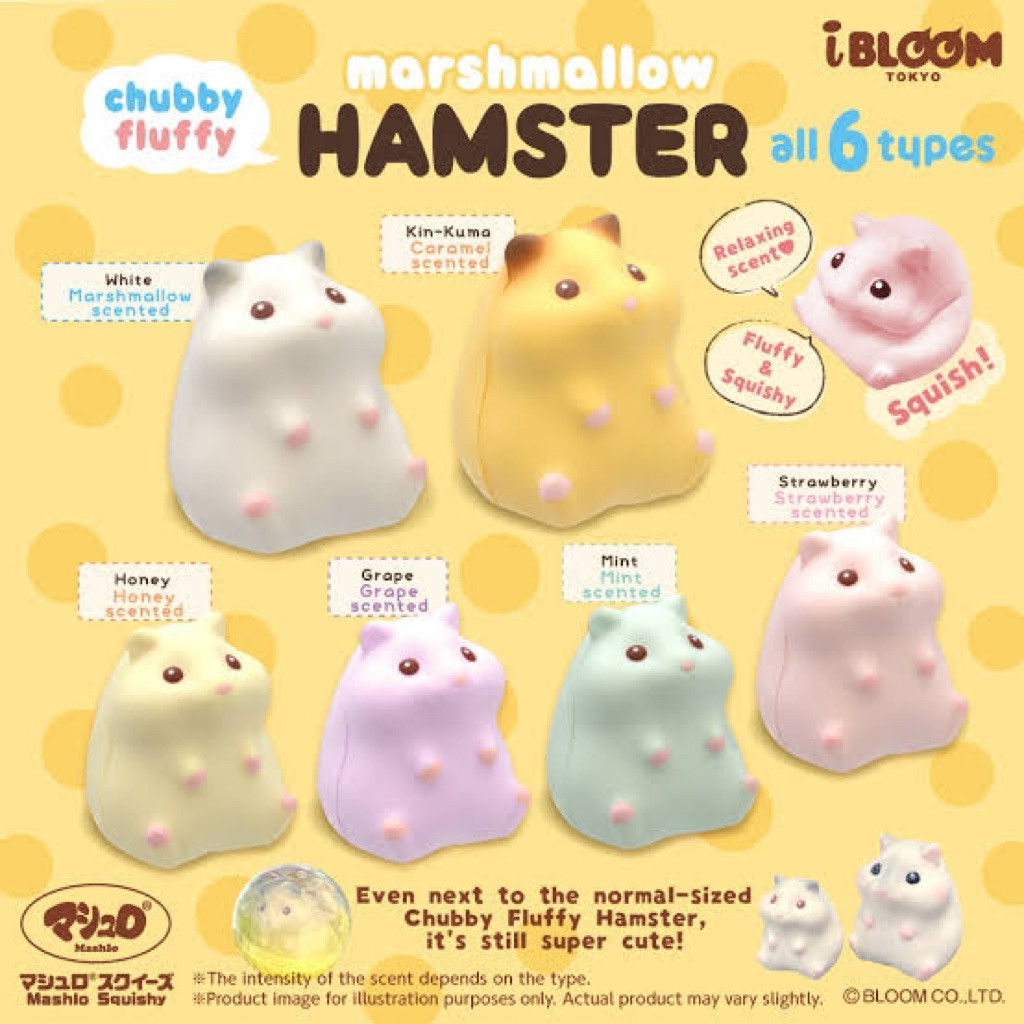 JAJAROMA  Squishy Licensed Ibloom Hamster Marshmallow Capsule Toys Gachapon Super Cute Soft Slow Ris