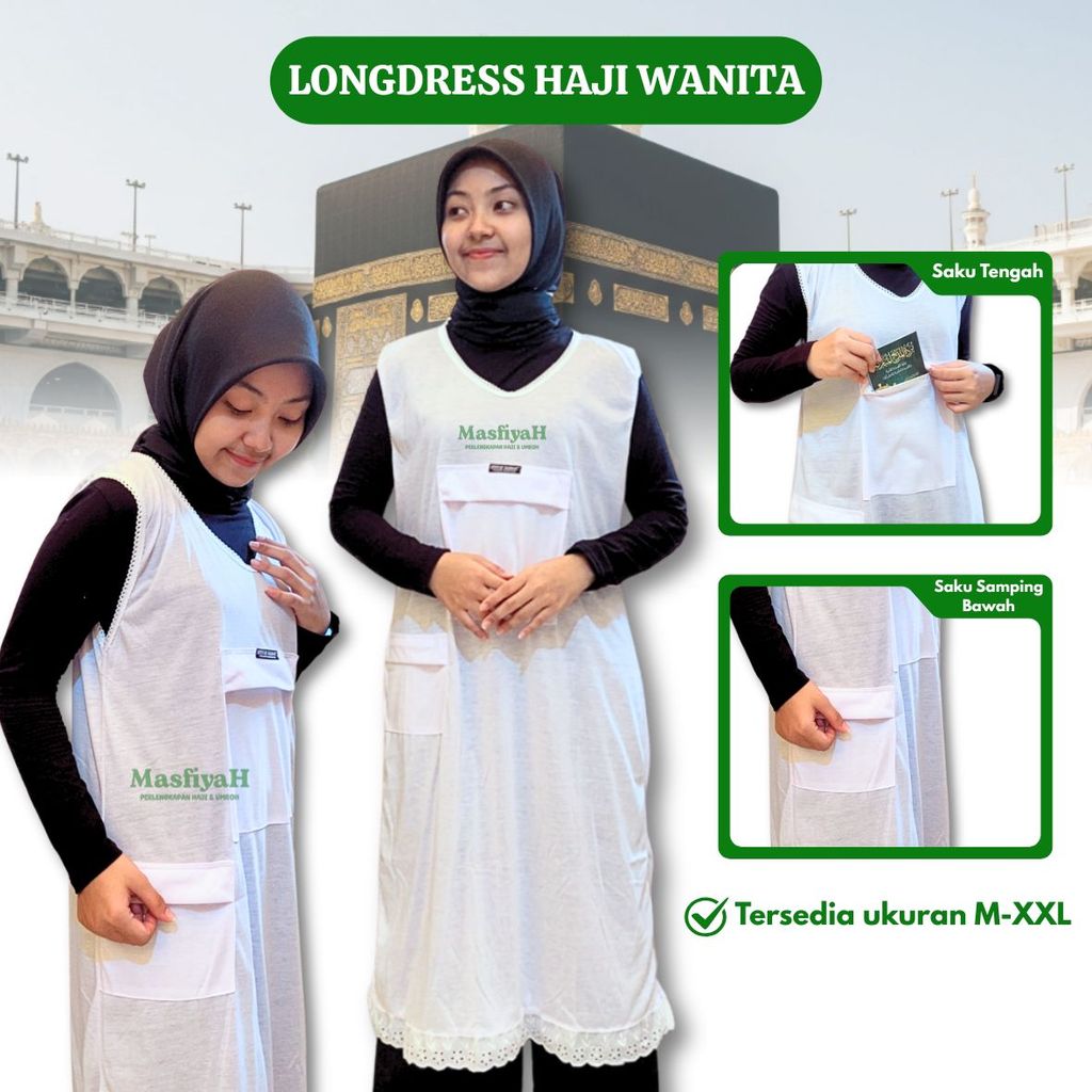 KAOS HAJI LONG DRESS PUTIH KAOS HAJI LONGDRESS PUTIH INNER GAMIS INNER GAMIS LONG DRESS DALAMAN GAMI