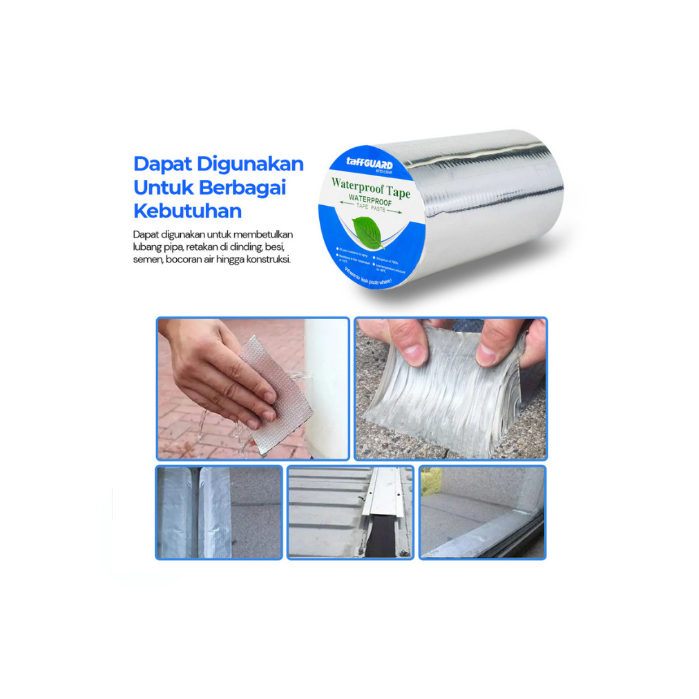 + lem karet Butyl Aluminium Foil 5cm X 5 Meter Butyl Rubber Waterproof Tape Lakban