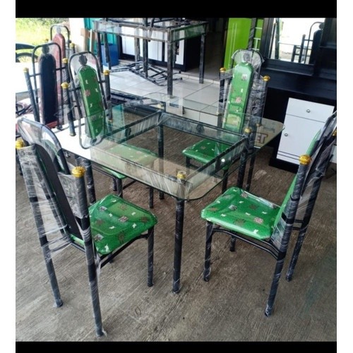 (KHUSUS BOGOR) MEJA MAKAN KACA MINIMALIS 4 KURSI BELGIA