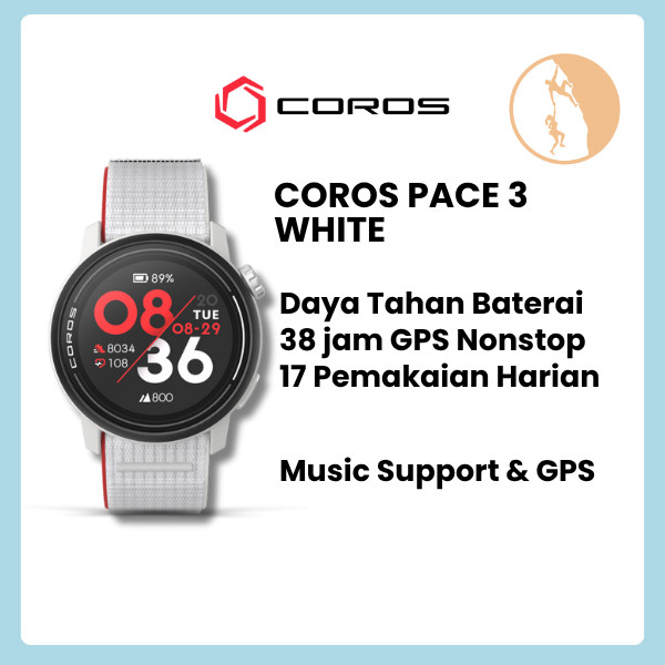 Coros Pace 3 GPS - Nylon Chalk / Running Sport Watch / Jam Tangan Smartwatch Outdoor