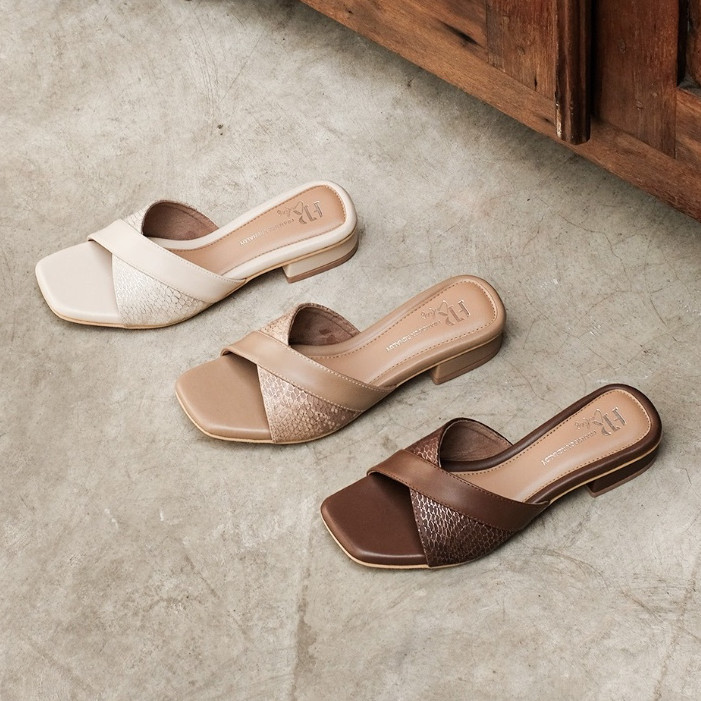 Fransisca Renaldy Sandal Heels Slip On Wanita Size 36-40 Sandals Anti Slip L.Ivy