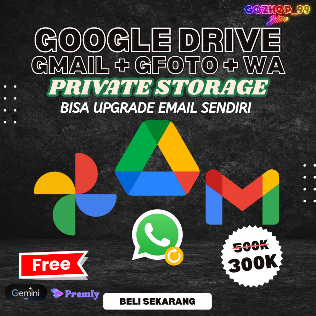 Google Drive Bonus Google Photos Gmail 2TB Gemini PRO Lifetime|Garansi 1 Tahun Upgrade Email Pribadi