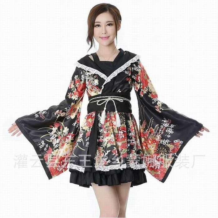 CC-20 black sailor yukata kimono lolita waloli cosplay costume kostum - Merah