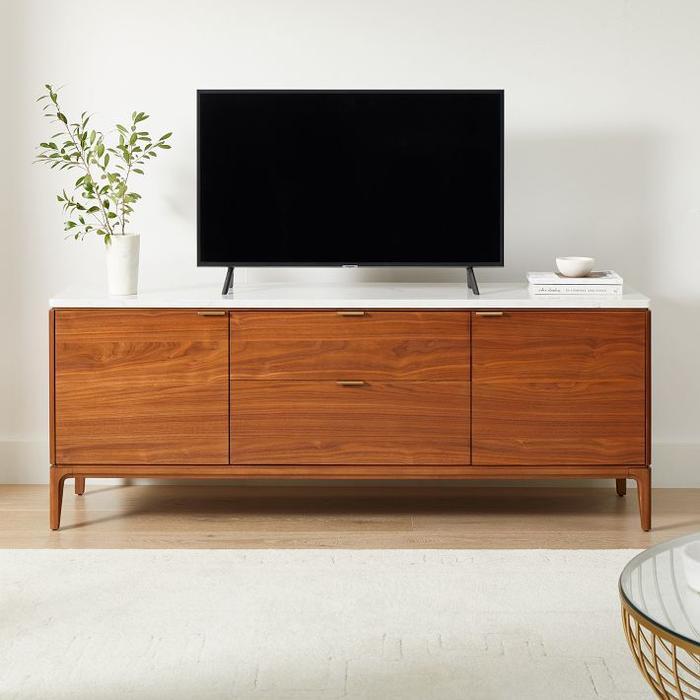konsol media marble - buffet tv minimalis marmer - cabinet tv marmer