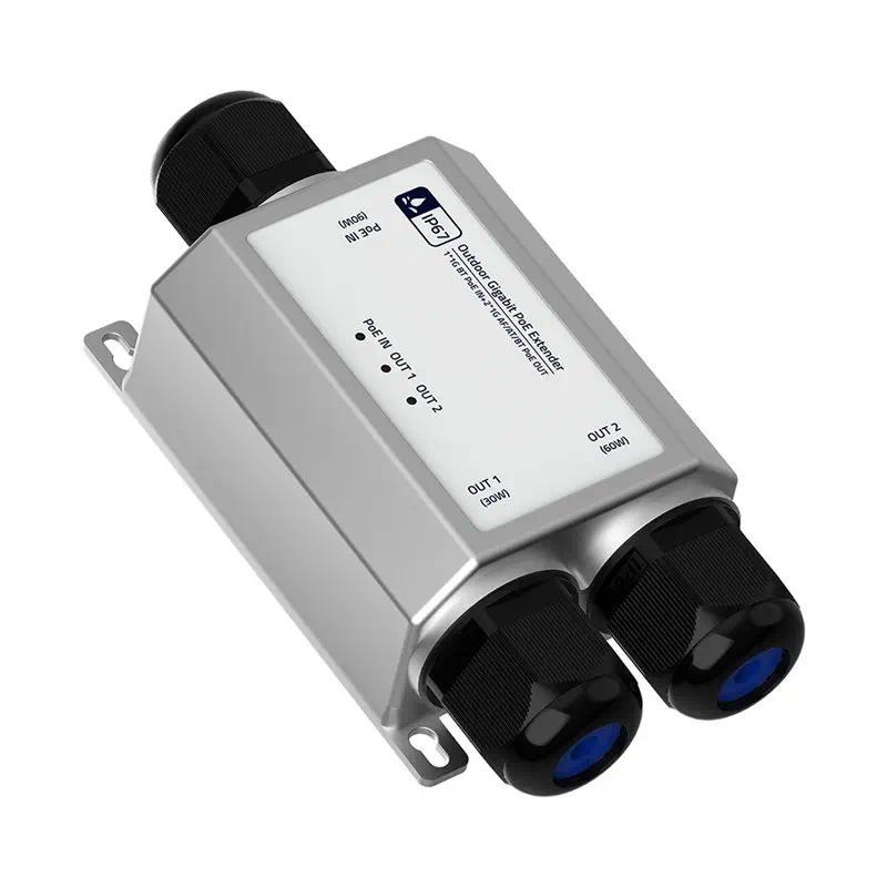 A23F-3 Port Gigabit Poe Extender Outdoor IP67 Waterproof 1 To 2 100M POE Repeater IEEE802.3Af/At/Bt 