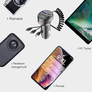 Phone Charger 3 in 1 Cable USB +type-c port Car Charger Digital Display LED With 3.1A
