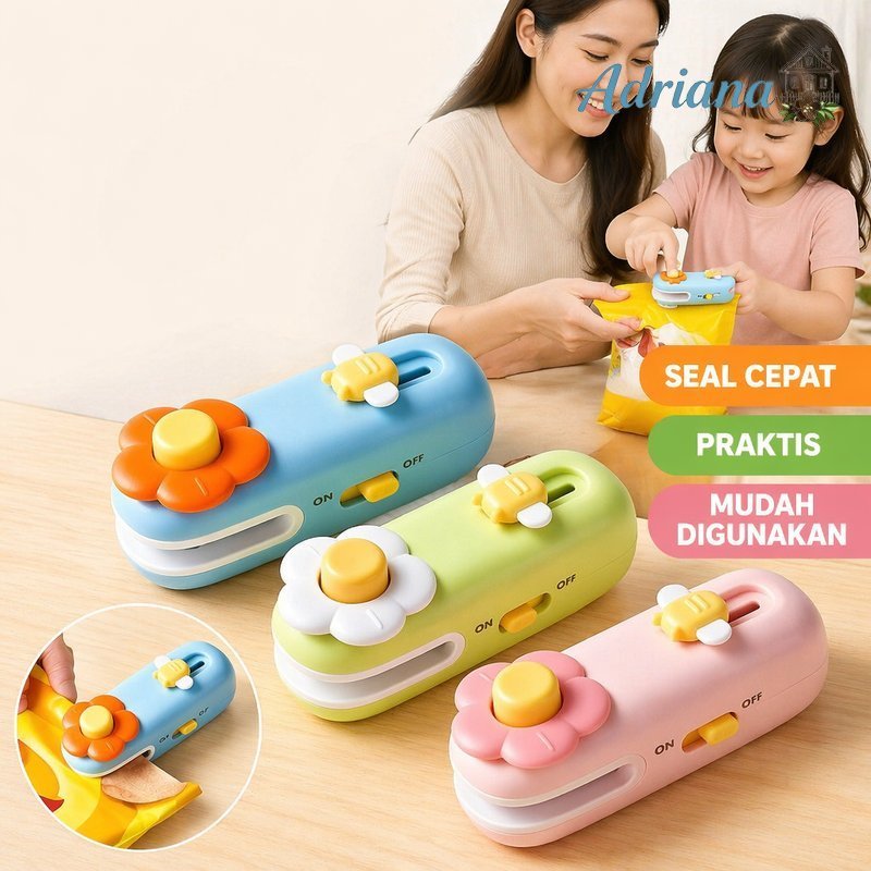Alat Sealer Plastik Mini Portable Rechargeable Pemanas Cepat Pres Bungkus Snack Kopi