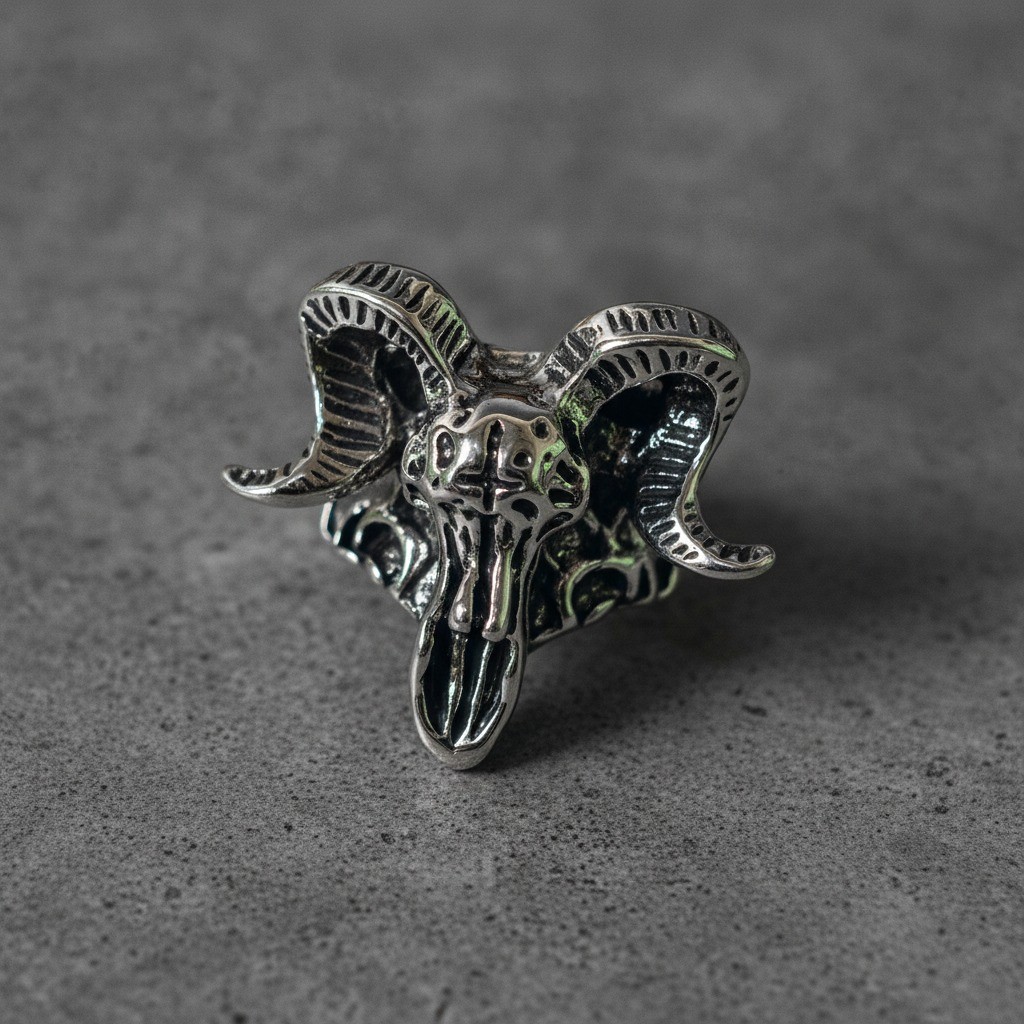 (Open Ring) Cincin Sheep skull aksesoris yang dapat disesuaikan [Adjustable]