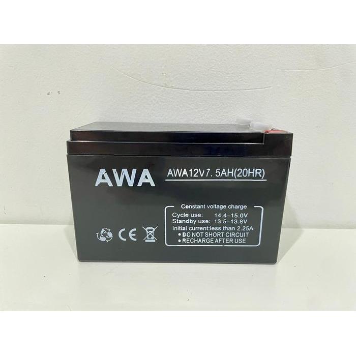 Baterai UPS Aki Kering 12V 7.5AH Battery UPS Dry Accu Aki Mobil Motor Mainan 12 Volt 7500 mAh - Aki 