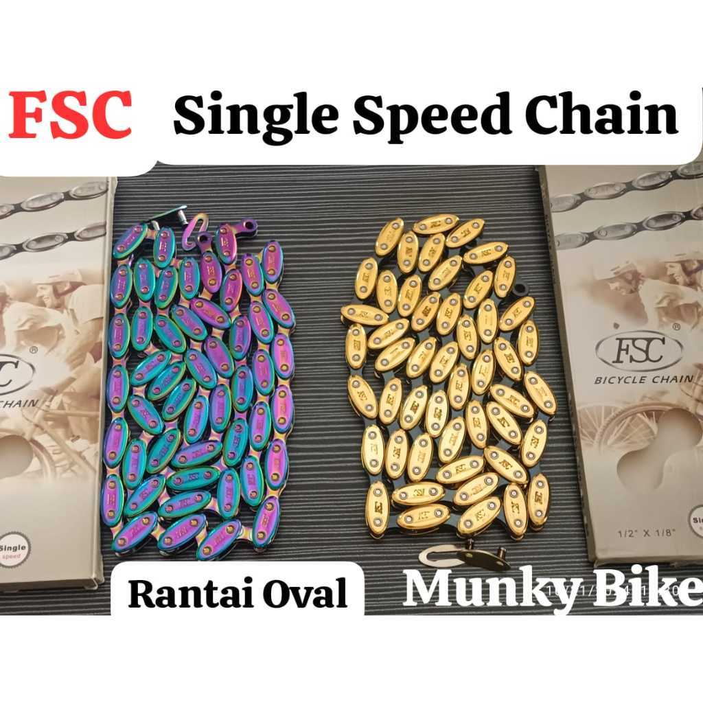 Foto Chain Rantai Oval Rainbow Gold FSC LC NX-10 NX10 100L Fixie BMX Single Speed Two Tone not FNC