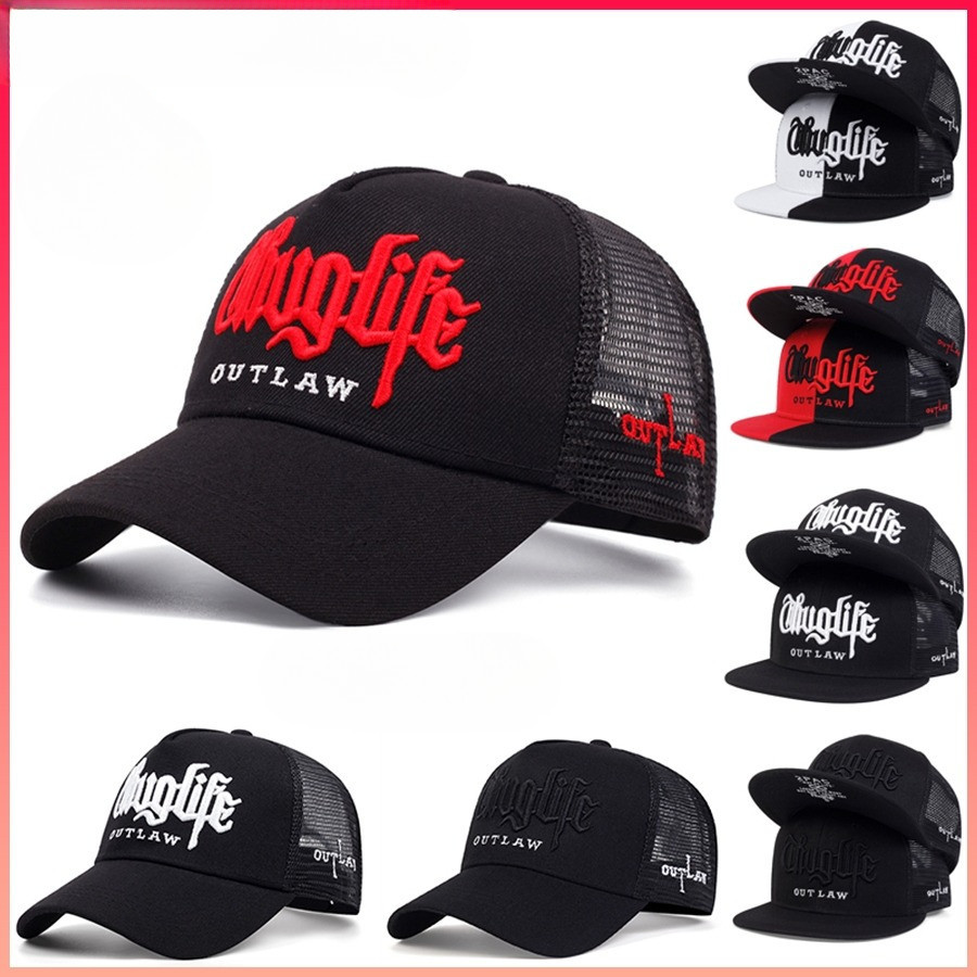 New summer topi baseball pria topi trucker Thuglife sulaman fashion net snapback cap hat sport outdo