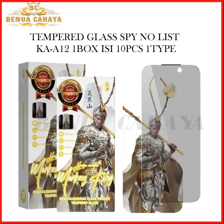 1BOX 10PCS KA-A12 TEMPERED GLASS SPY CLEAR MONKEY KING SAMSUNG S20 FE S10 LITE NOTE 10 LITE