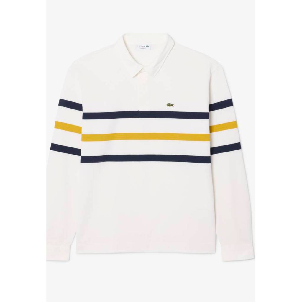 Lacoste - Men's Relaxed Fit Striped Piqué Rugby Polo Shirt