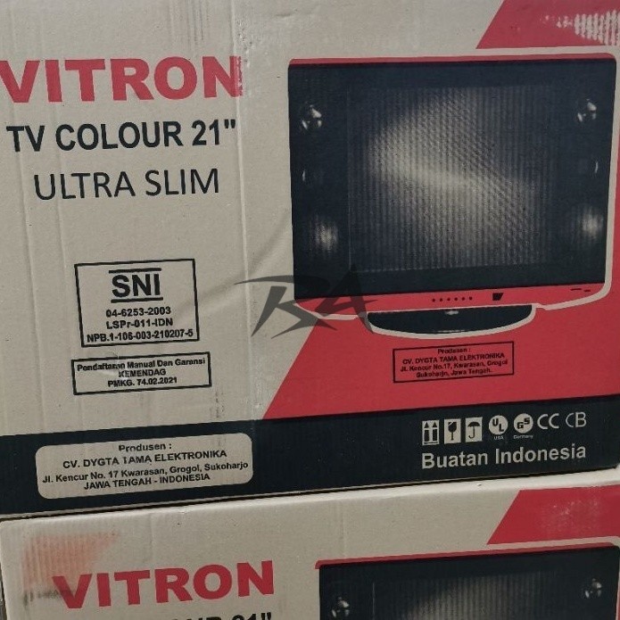 III TV TABUNG VITRON COLOUR WARNA 21 IN INCH " ULTRA SLIM VT 2102FS GARANSI MURAH ORIGINAL SNI GARAN