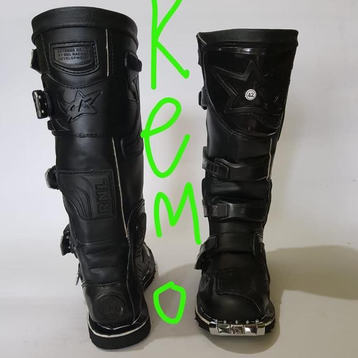 [Promo] Sepatu Trail RNL G4 NEW MX gesper strap 4 tali enduro adventure cross - Hitam, 39