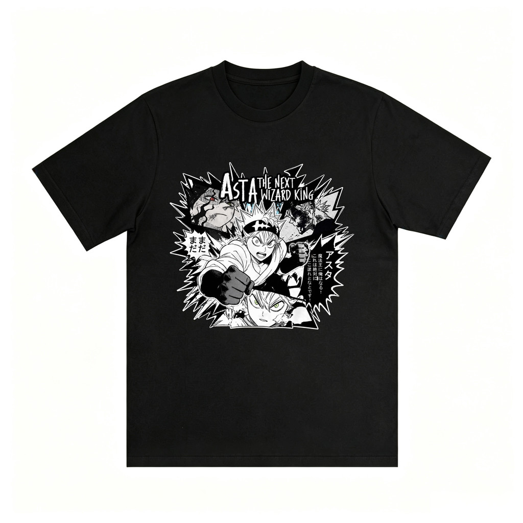 Kaos Oversize Unisex Asta The Next Wizard King Manga Hitam Putih