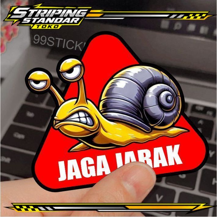 Sticker Jaga Jarak Lucu, Tandap Pelan Siput, Stiker Motor, Stiker Lucu, Motor