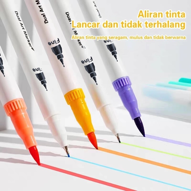 KM Acrylic Marker Dual Head Watercolor Drawing Pen 12/36/60/80/100 Quick-drying Spidol Akrilik/Set M