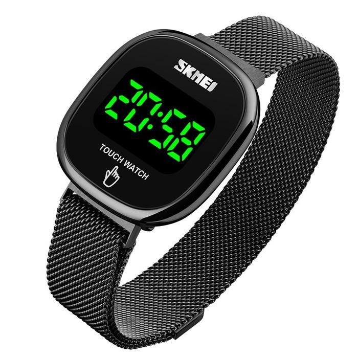 Jam Tangan Wanita Digital Layar Sentuh Tali Stainless SKMEI 1589 - Hitam