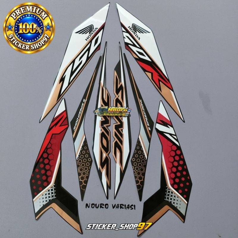 striping honda sonic 150 r 2019 hitam list gold body standar kualitas original