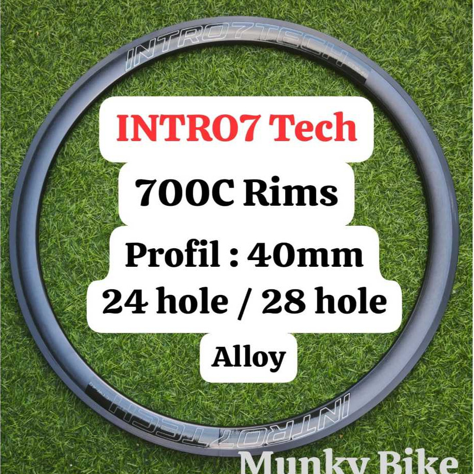 INTRO7 Tech CTW-40 Rim Rims Velg 700C jumlah Ruji 24H 28H 24 28 Hole Profil 40 mm FV Rims Brake Pele