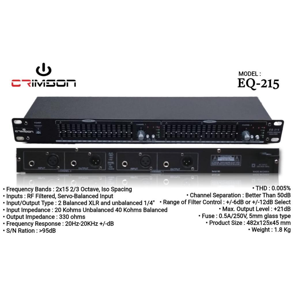 EQUALIZER CRIMSON EQ 215 EQ215 ORIGINAL Dual 15 BAND 2x15 CRIMSON EQ-215 Original