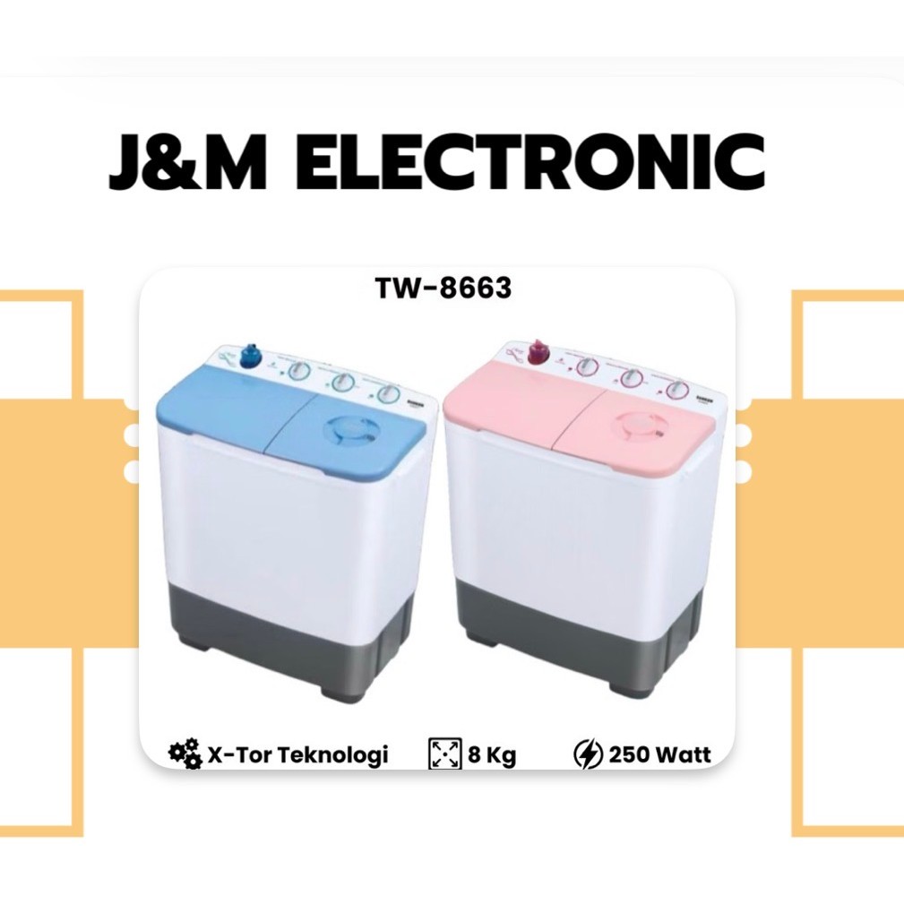 Sanken mesin cuci 2 tabung 8kg(TW-8663 FPK/FBU) mesin cuci sanken 2 tabung mesin cuci sanken 8 kg me