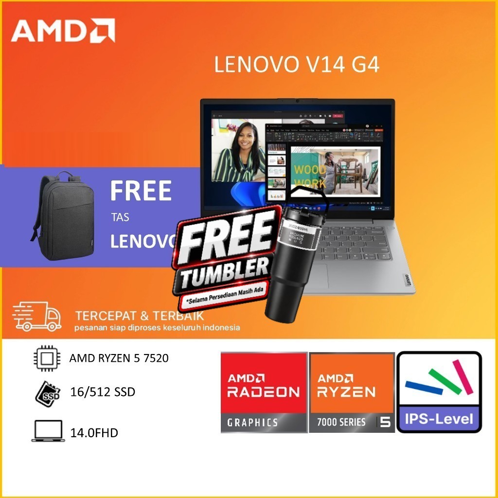 LENOVO V14 G4 AMD RYZEN 5 7520 RAM 16GB 512GB W11+OHS 14.0FHD IPS GREY -0UID