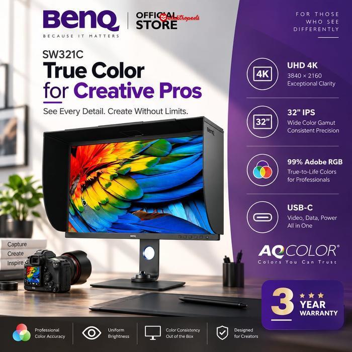 Monitor BenQ SW321C 32 Inch 4K IPS Fotografer Desainer Garansi Resmi BenQ SW321C Monitor 4K 32" IPS 