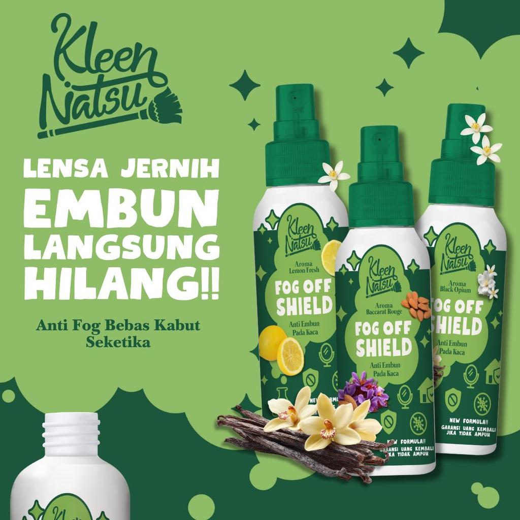 Kleennatsu Spray Anti Fog Kacamata GRATIS LAP MICROFIBER Ukuran 60ML Semprotan Anti Embun & Anti Air Mobil, Kacamata, Helm Glass Cleaner & Water Repellent Efek Daun Talas Kaca