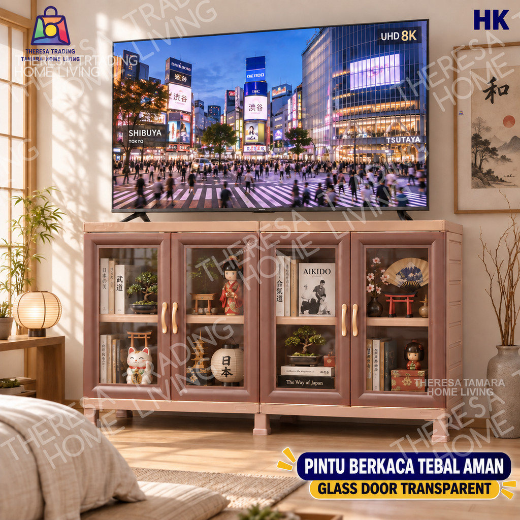 MEJA TV LEMARI PLASTIK NAPOLLY 424 BUFFET 4 PINTU DESIGN