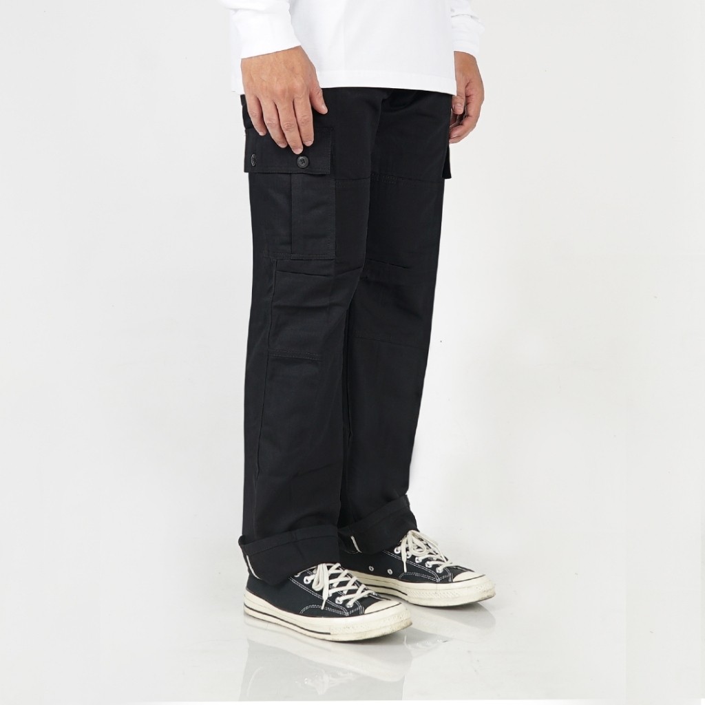 [JS] Whoopculture "Goral" Black Long Pants Cargo Katun Twill