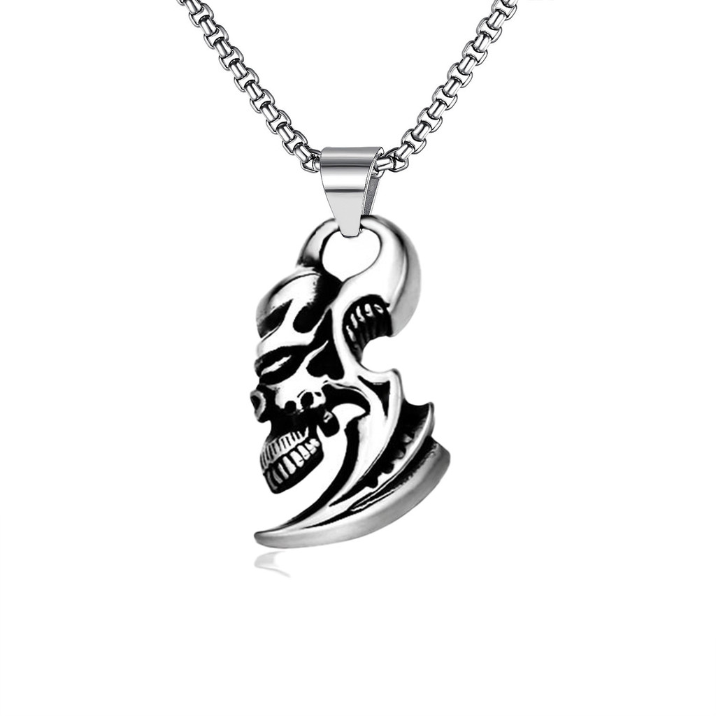 Kalung pria tengkorak baja titanium kalung retro mendominasi liontin stainless steel stainless steel