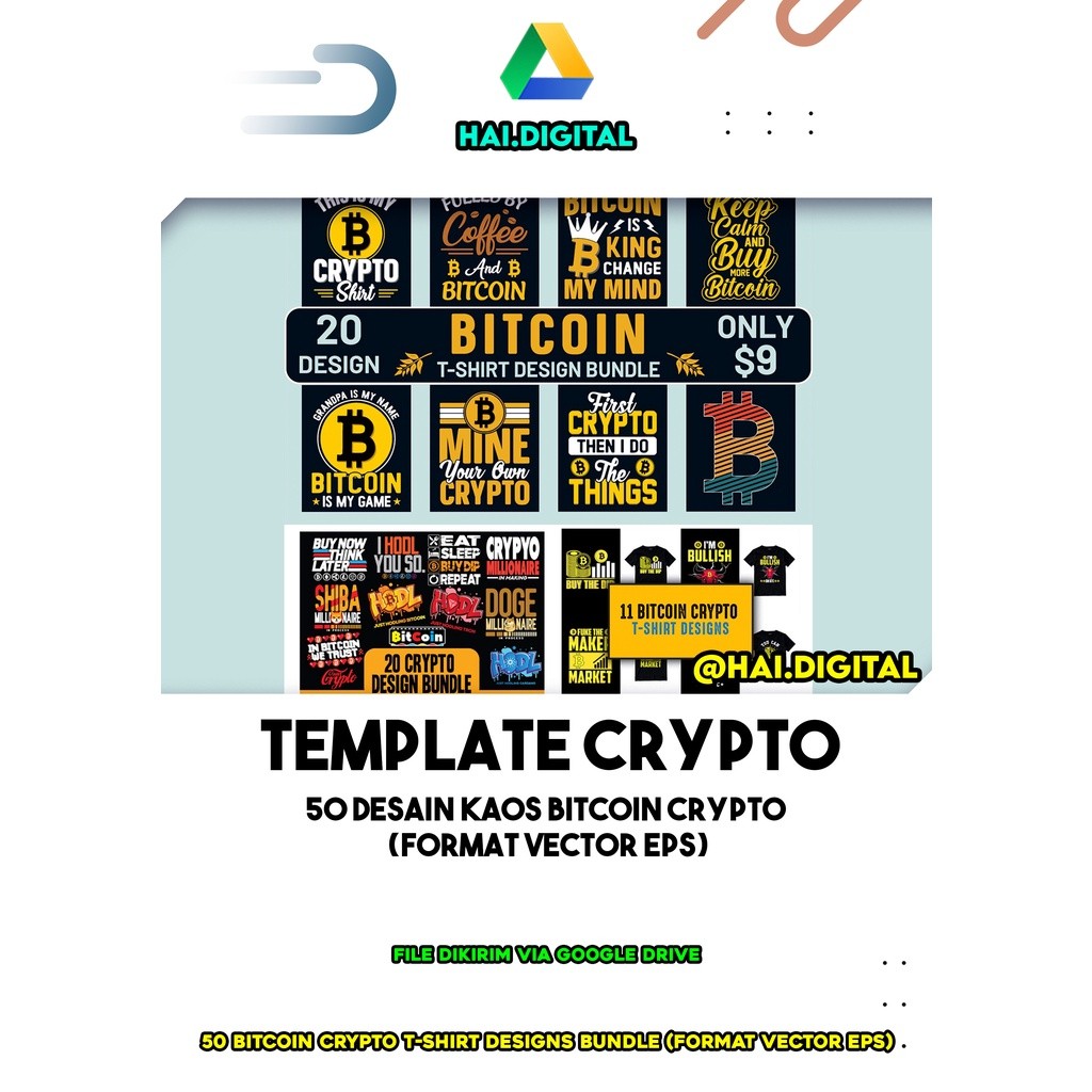 50 Desain Kaos Bitcoin Crypto (Format Vector EPS)