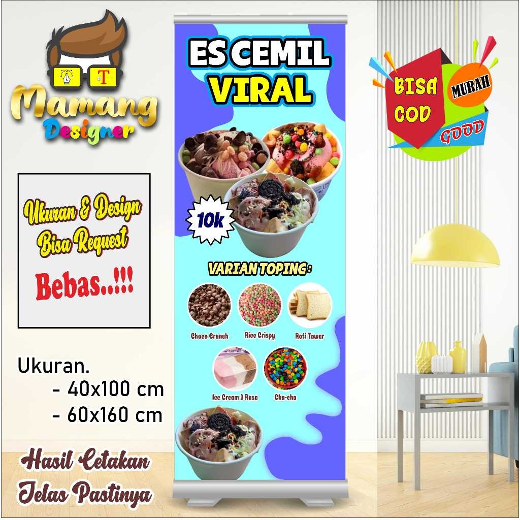 Spanduk Banner Es Cream Cemil Viral Bahan Kuat