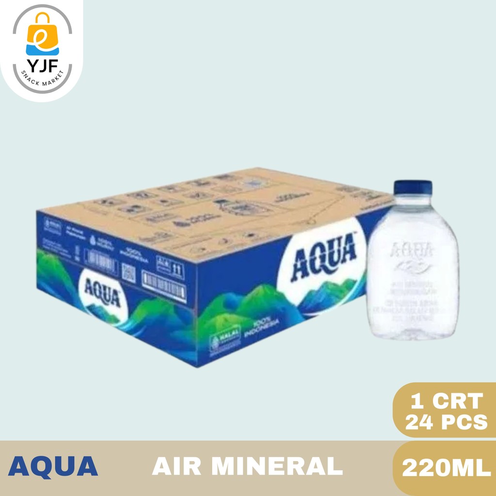 Aqua Air Mineral Botol Mini 220ml /1crt / 24 pcs / Aqua Kemasan Botol Mini
