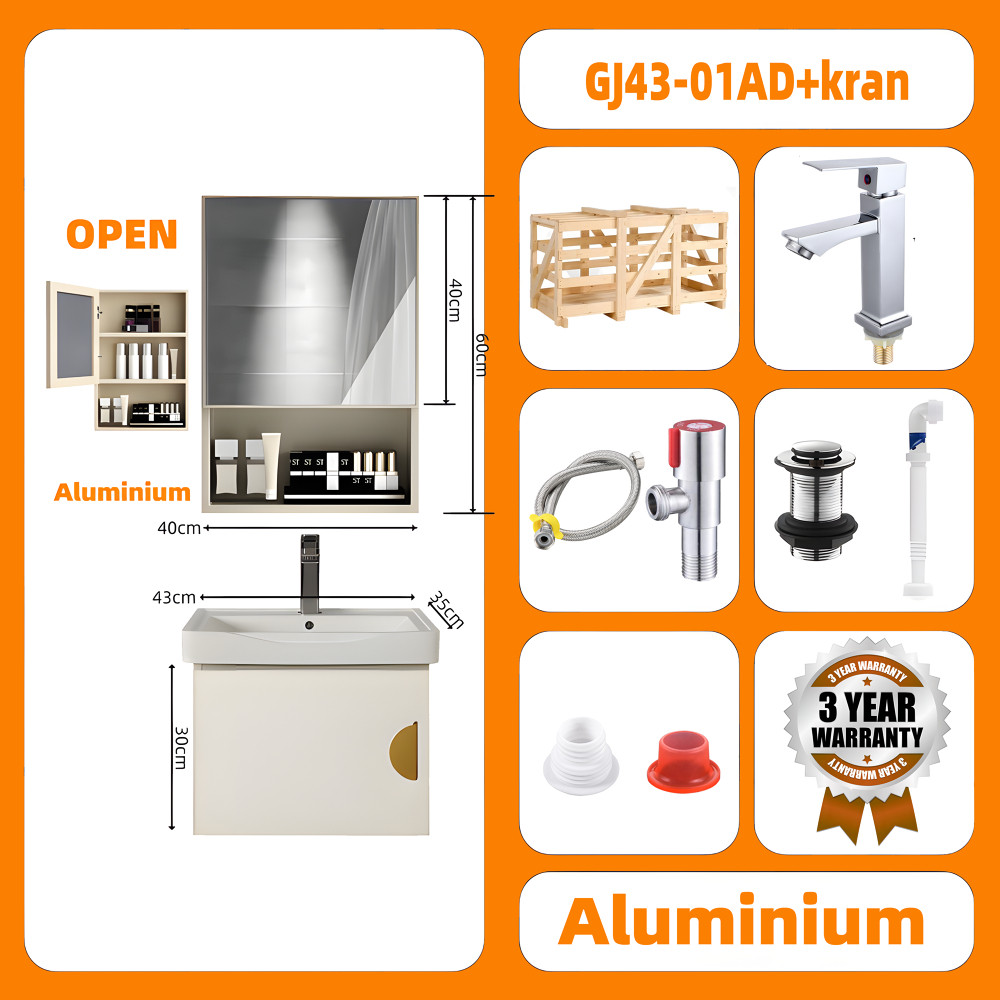 Kabinet Kamar Mandi (43/50/60cm/80cm)- Aluminium (Bathroom Cabinet)Wastafel Cabinet Kabinet Wastafel