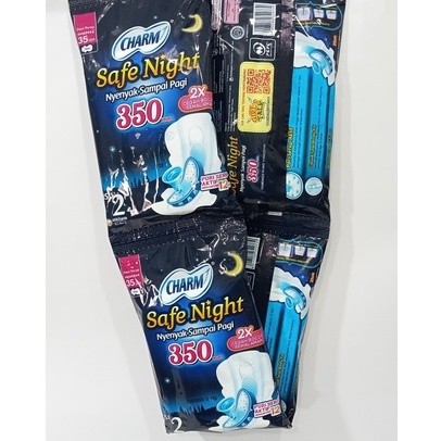 CHARM Safe Night RENCENG isi 10x2 pads wing 35 cm pembalut wanita sachet